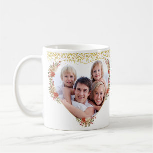Caneca De Café Feliz Natal Gift Family Foto Heart Mug