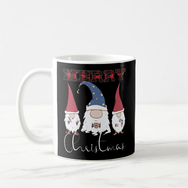 Caneca De Café Feliz Natal - Gnomos Café Lover Red Xadrez Ch (Esquerda)
