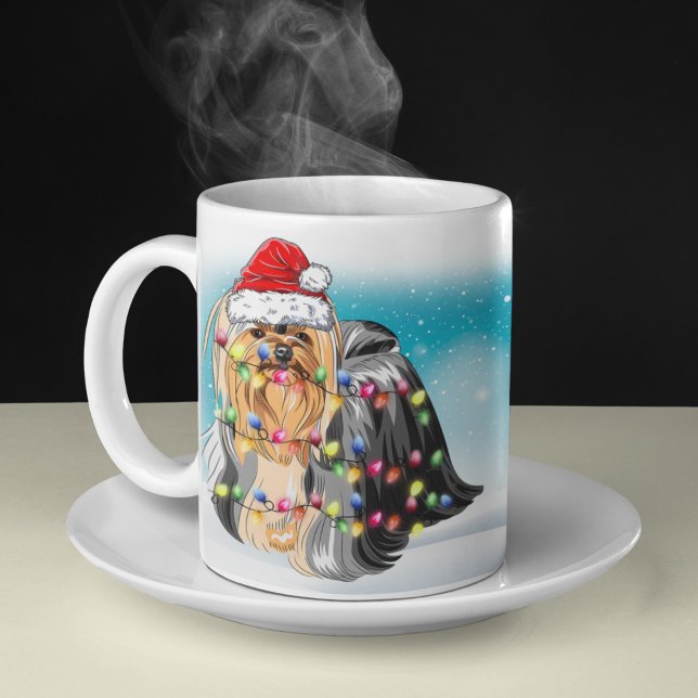 Caneca De Café Feliz Natal Hat Yorkshire Terrier Lover (Criador carregado)
