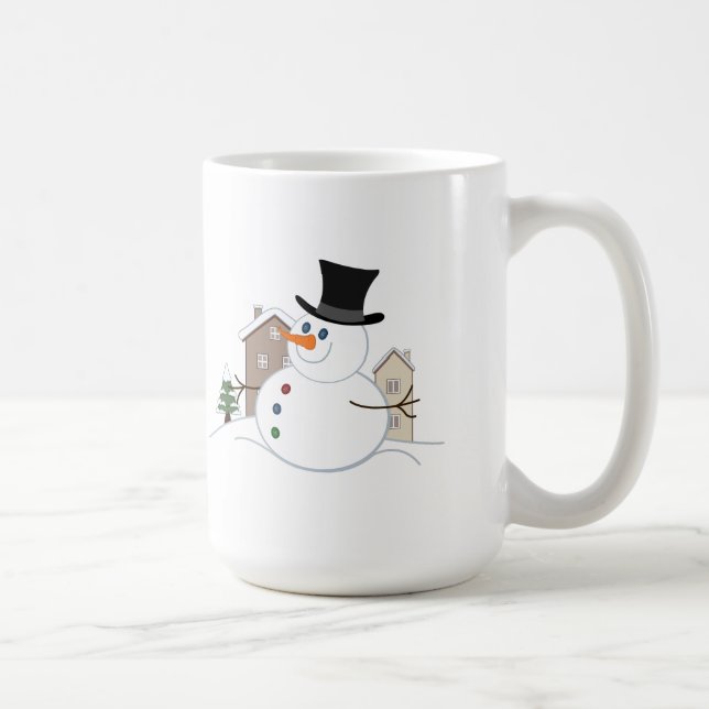 Caneca De Café Feliz Natal Ilustração de Neve (Direita)