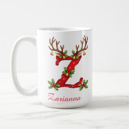 Caneca De Café Feliz Natal inicial Z elegante personalizado