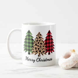 Caneca De Café Feliz Natal Leopardo e Xadrezes