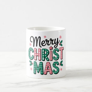Caneca De Café Feliz Natal Letreiro Padronizado Azevinho Natal