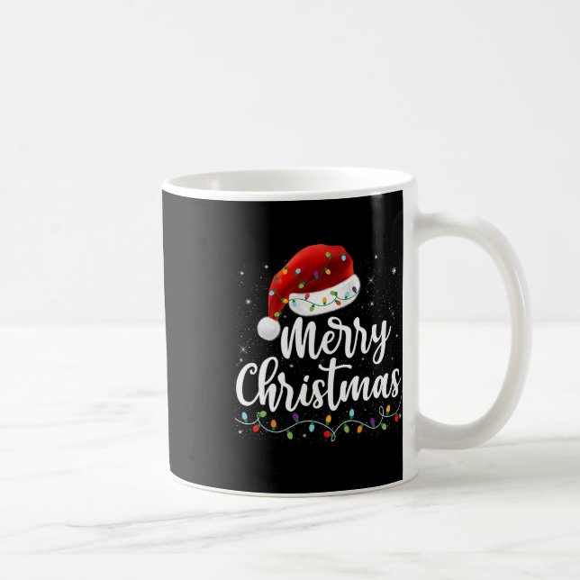 Caneca De Café Feliz Natal Luz Vermelha Santa Hat Família Xmas M (Direita)