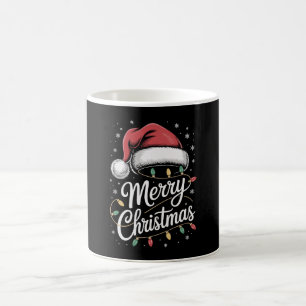 Caneca De Café Feliz Natal Luzes Santa Hat Família Xmas