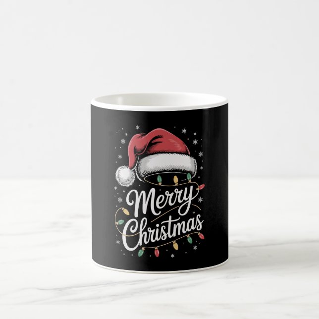 Caneca De Café Feliz Natal Luzes Santa Hat Família Xmas (Centro)