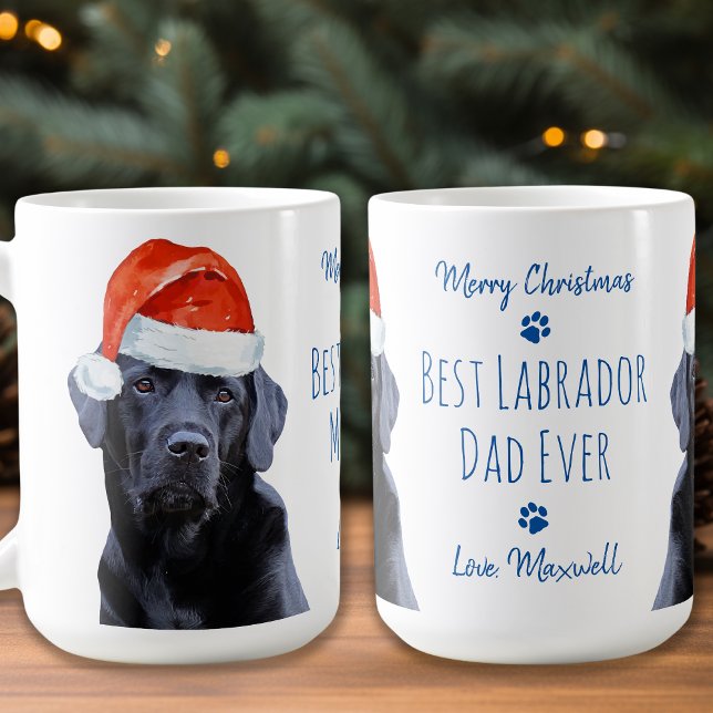 Caneca De Café Feliz Natal - Melhor Pai Labrador Nunca Preto (Criador carregado)