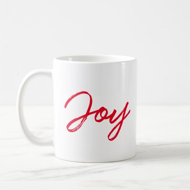 Caneca De Café Feliz Natal moderno vermelho e branco (Esquerda)
