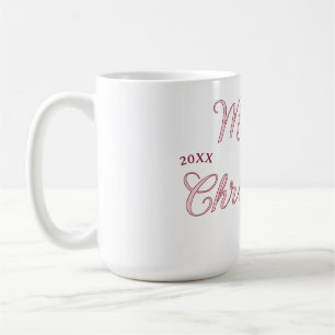 Caneca De Café feliz natal nome da família rosa 20xx pastel moder