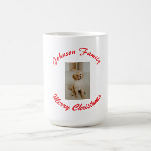 Caneca De Café feliz natal nome da família vermelha pet foto anim