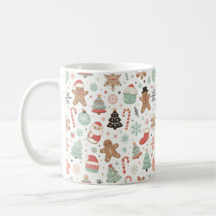 Caneca De Café Feliz Natal Padrão Joy