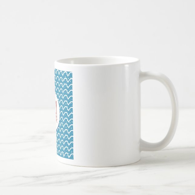 Caneca De Café Feliz Natal Padrão Sem Costura Textura Azul (Direita)