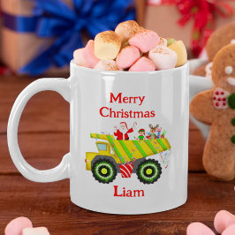 Caneca De Café Feliz Natal Papai Noel no Lixo Elfo, Rena