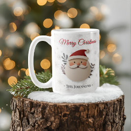 Caneca De Café Feliz Natal Papai Noel – Nome Personalizado de Fér