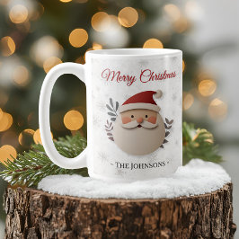 Caneca De Café Feliz Natal Papai Noel – Nome Personalizado de Fér