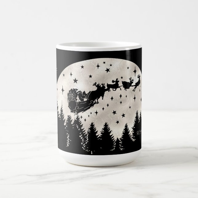 Caneca De Café Feliz Natal Papais noeis Sleigh Reindeer Full Moon (Centro)