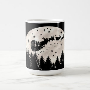 Caneca De Café Feliz Natal Papais noeis Sleigh Reindeer Full Moon