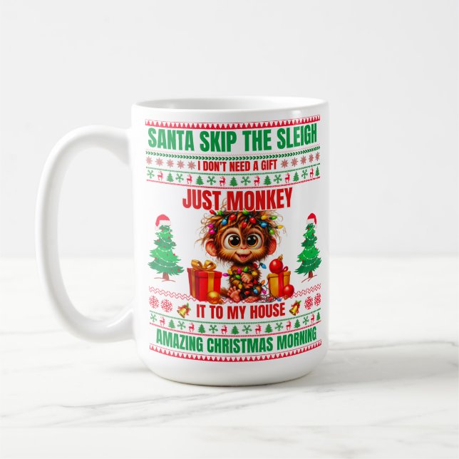 Caneca De Café Feliz Natal Para O Macaco-Presente (Esquerda)