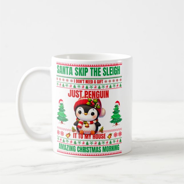 Caneca De Café Feliz Natal Para O Presente Pinguim (Esquerda)