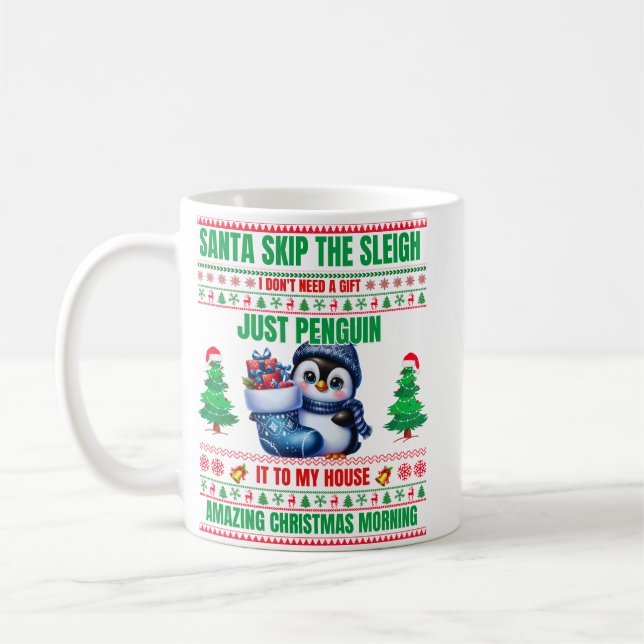 Caneca De Café Feliz Natal Para O Presente Pinguim (Esquerda)