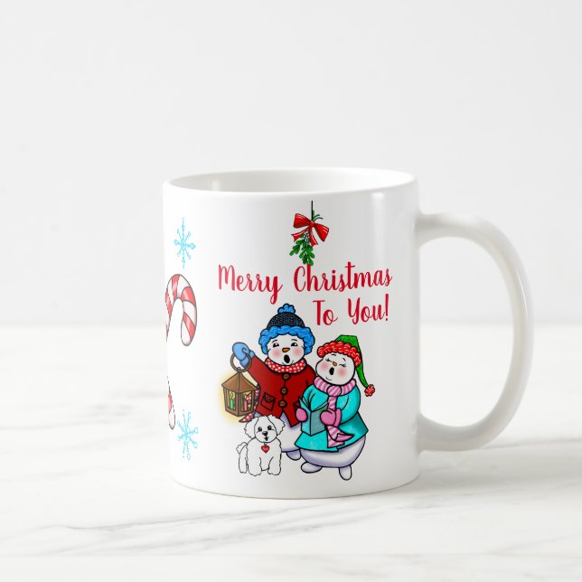 Caneca De Café "Feliz Natal para ti" Carinhoso Snowmen Mug (Direita)