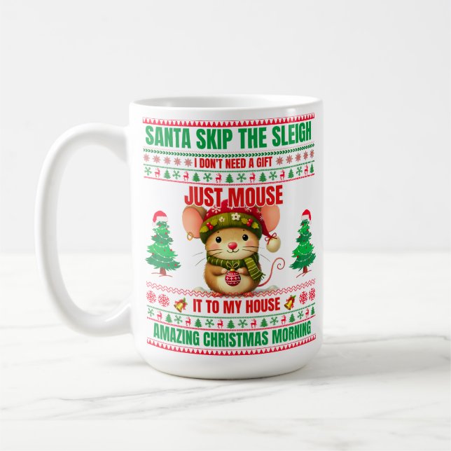 Caneca De Café Feliz Natal Para Um Rato De Natal De Presente (Esquerda)