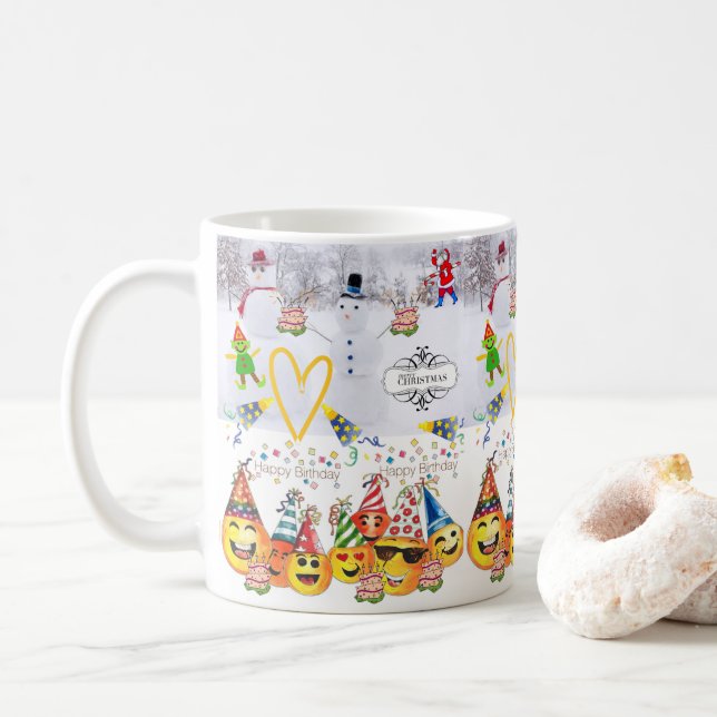 Caneca De Café Feliz Natal Parabéns Mug (Com Donut)