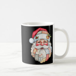 Caneca De Café Feliz Natal Patchwork Rosto do Papai Noel X-mas H