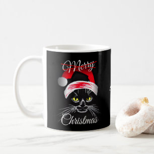 Caneca De Café Feliz Natal Personalizado Gato Negro Irritado