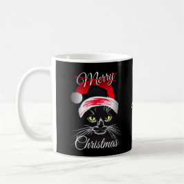 Caneca De Café Feliz Natal Personalizado Gato Negro Irritado