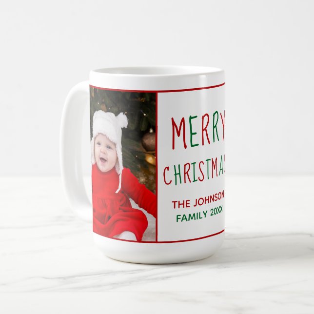 Caneca De Café Feliz Natal Personalizado Gift de Fotos (Frente Esquerda)