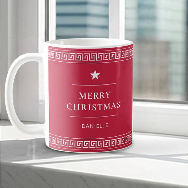 Caneca De Café Feliz Natal Personalizado Nome Elegante Na moda Ve (Criador carregado)