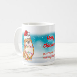 Caneca De Café Feliz Natal Pomeraniano Papais noeis de Pet Dog Lo