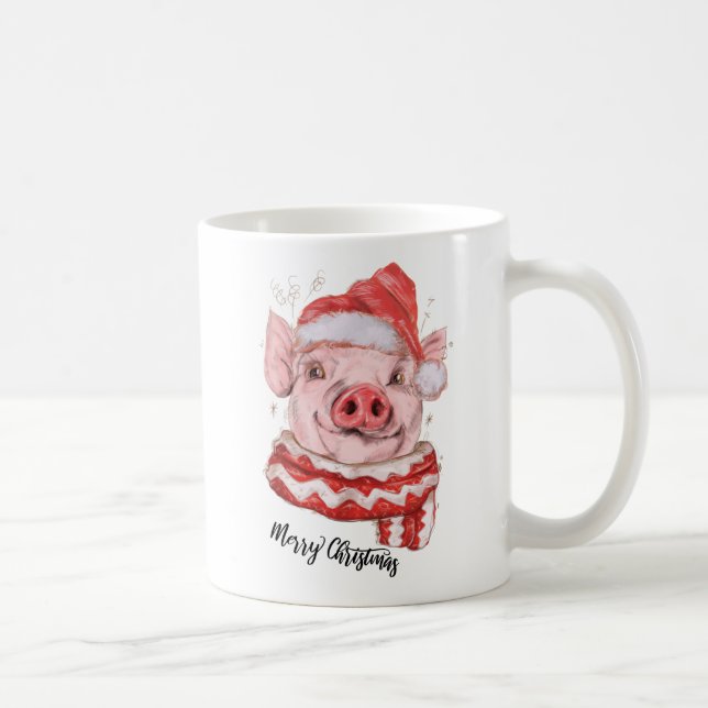 Caneca De Café Feliz Natal Porco Personalizado Coffee Mug (Direita)