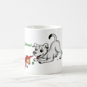 Caneca De Café Feliz Natal! Puppy com Bell e Ball