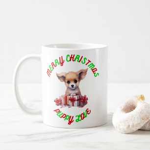 Caneca De Café Feliz Natal Puppy Love