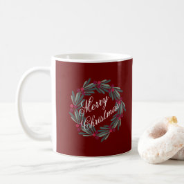 Caneca De Café Feliz Natal Red Wreath Bonito