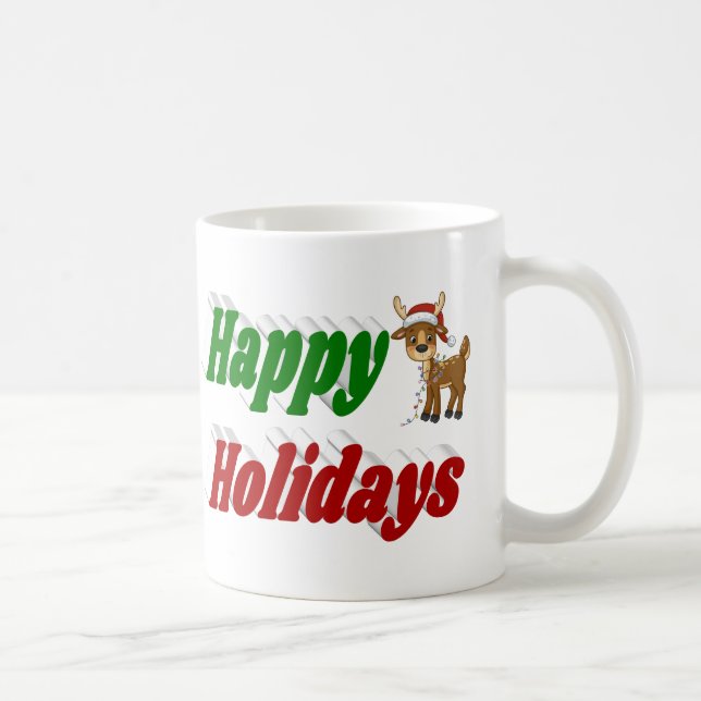 Caneca De Café Feliz Natal Reindeer Meia-Típica Natal (Direita)