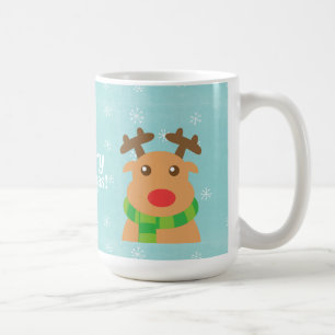 Caneca De Café Feliz Natal - Rena Fofa com Nariz Vermelho