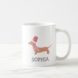 Caneca De Café Feliz Natal Simples - Cão de Dachshund Moderno