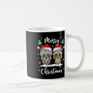 Caneca De Café Feliz Natal - Skull Santa Hat Family Xmas