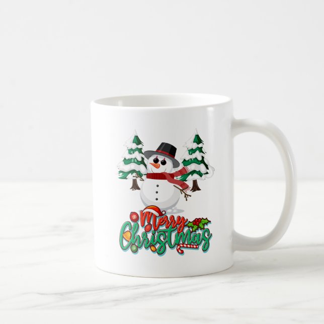 Caneca De Café Feliz Natal Snowman (Direita)
