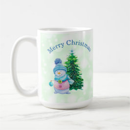 Caneca De Café Feliz Natal, Snowman e Árvore de Natal