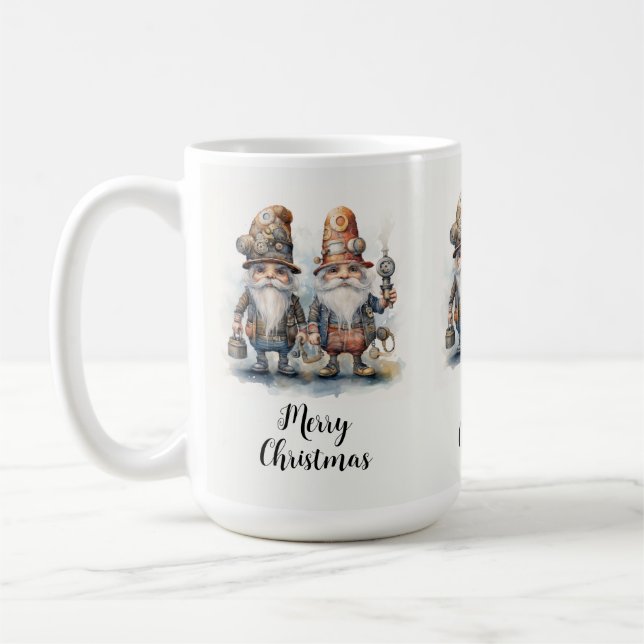 Caneca De Café Feliz Natal Steampunk Gnomos (Esquerda)