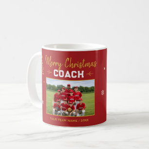 Caneca De Café Feliz Natal Treinador Foto Personalizada da Equipe
