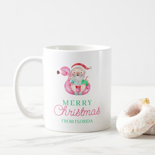 Caneca De Café Feliz Natal Tropical Mug (Com Donut)