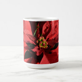 Caneca De Café Feliz Natal Vermelha Poinsettia Encaracolada