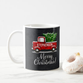 Caneca De Café Feliz Natal vermelho personalizado da árvore do