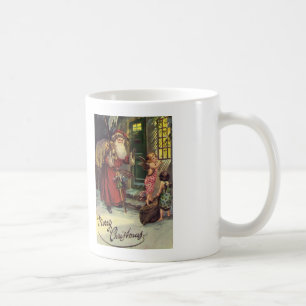 Caneca De Café Feliz Natal, Vintage, Papais noeis com anjos