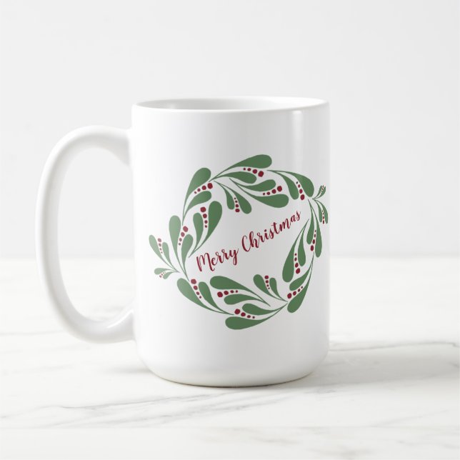 Caneca De Café Feliz Natal Wreath - Mug (Esquerda)
